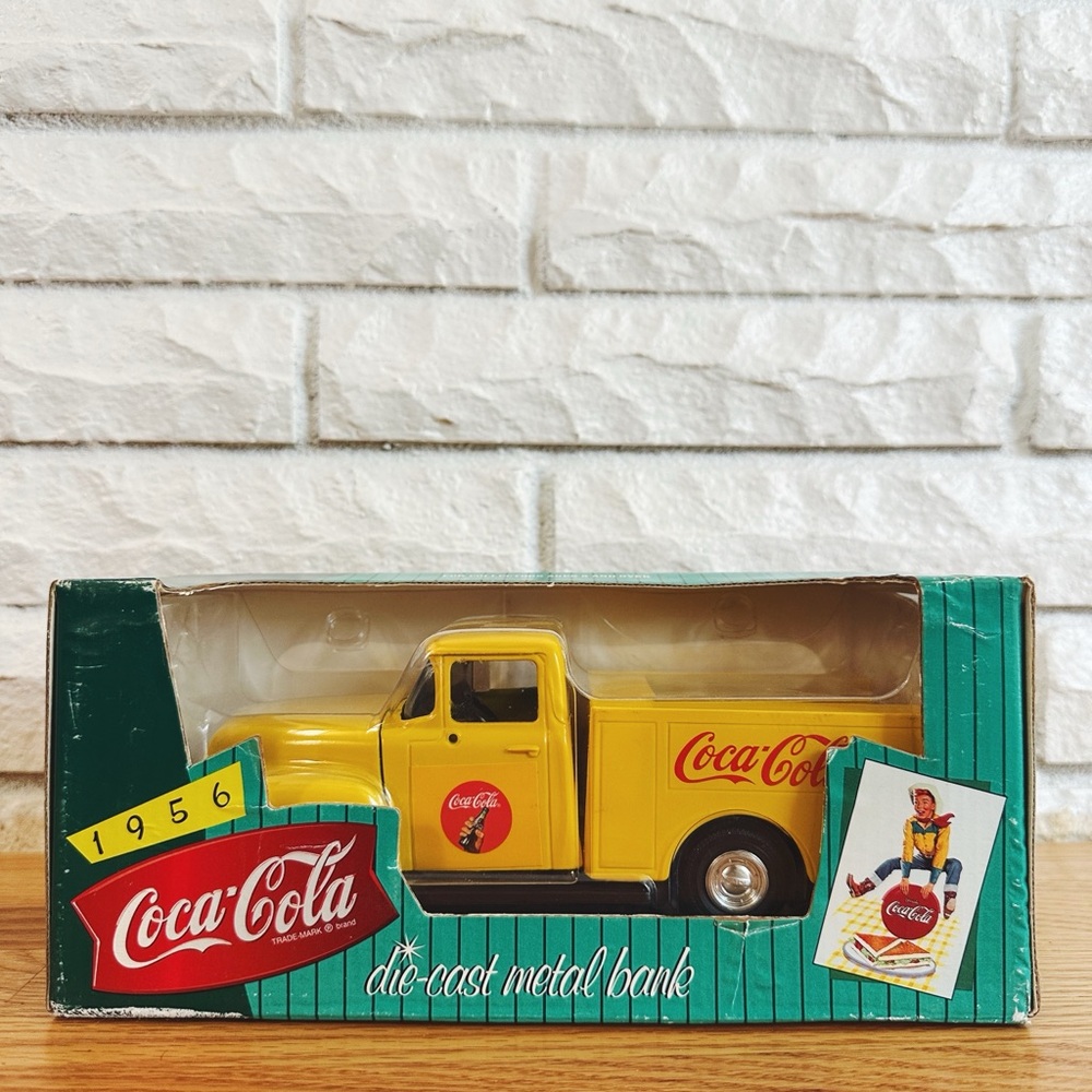 Coca Cola Yellow Die-Cast Metal Bank Truck